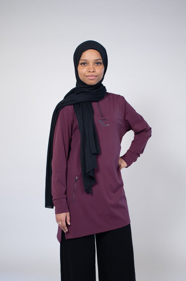 Modest Sports Top Burgundy