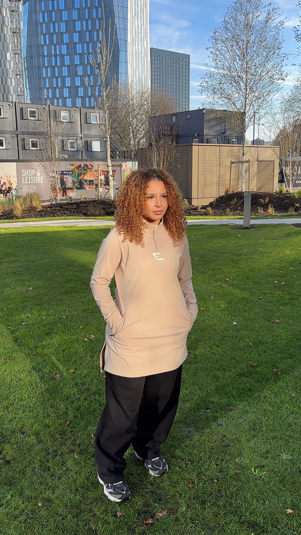 Modest Sports Top Beige