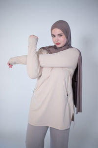 Modest Sports Top Beige