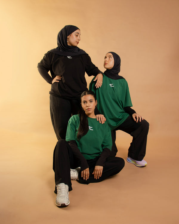 Oversized Tee's - Green & Black